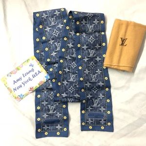 ❌SOLD❌ to Jess LouisVuitton Blue Denim SilkBandeau